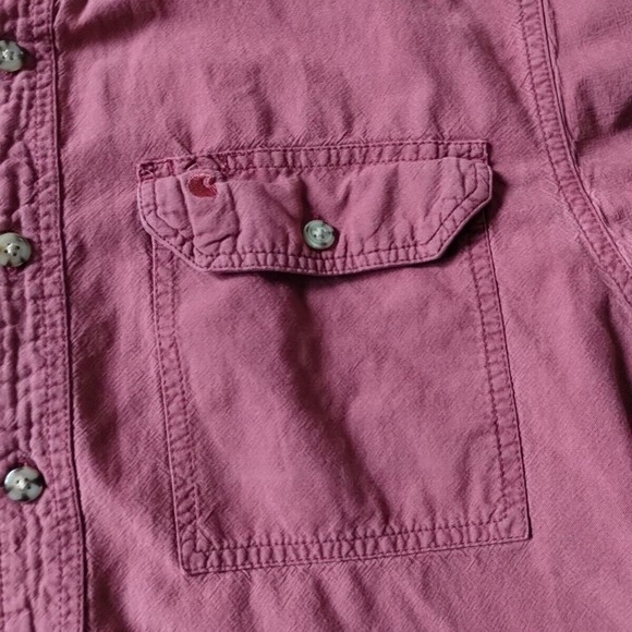 Carhartt Button Down Shirt Mens M Red Short Sleeve Workwear Cotton 2 Pockets - Picture 4 of 9